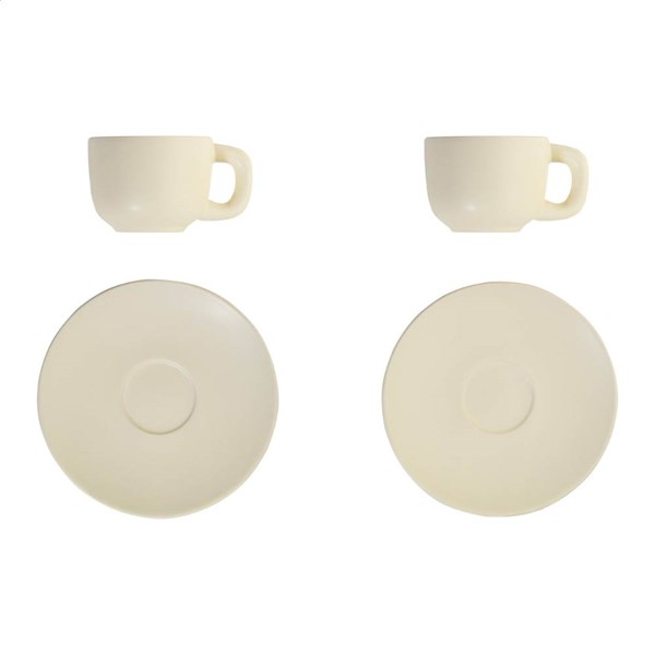 Obrázky: 2ks šálok 85ml s podšálkou na espresso, béžové, Obrázok 3