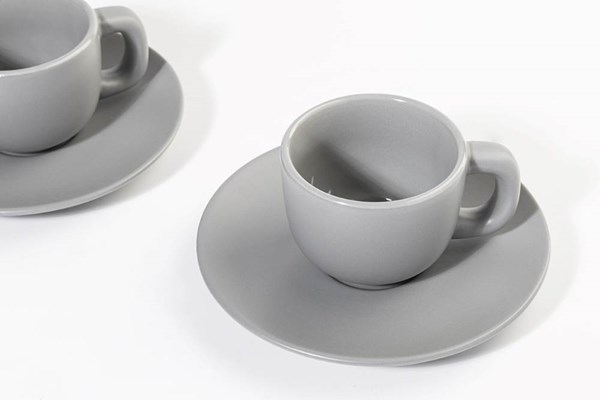 Obrázky: 2ks šálok 85ml s podšálkou na espresso, šedé, Obrázok 5
