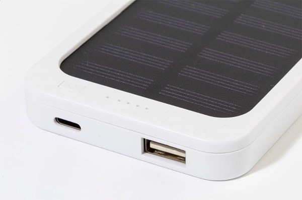 Obrázky: Powerbanka 4000 mAh z ABS, solárne nab., biela, Obrázok 5