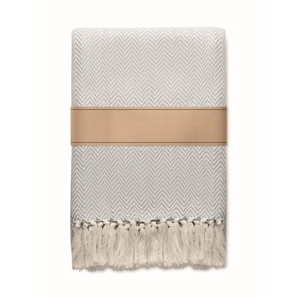 Obrázky: Béžová recyklovaná polobavlnená deka, Obrázok 2