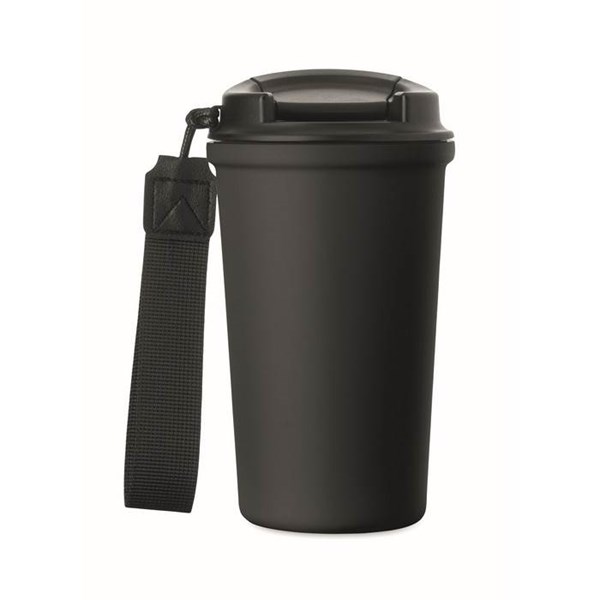 Obrázky: Čierny recyklovaný oceľový termohrnček 400ml, Obrázok 5