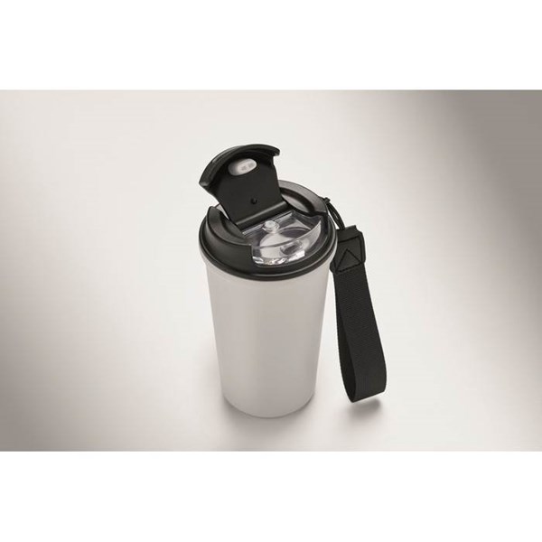 Obrázky: Biely recyklovaný oceľový termohrnček 400ml, Obrázok 2
