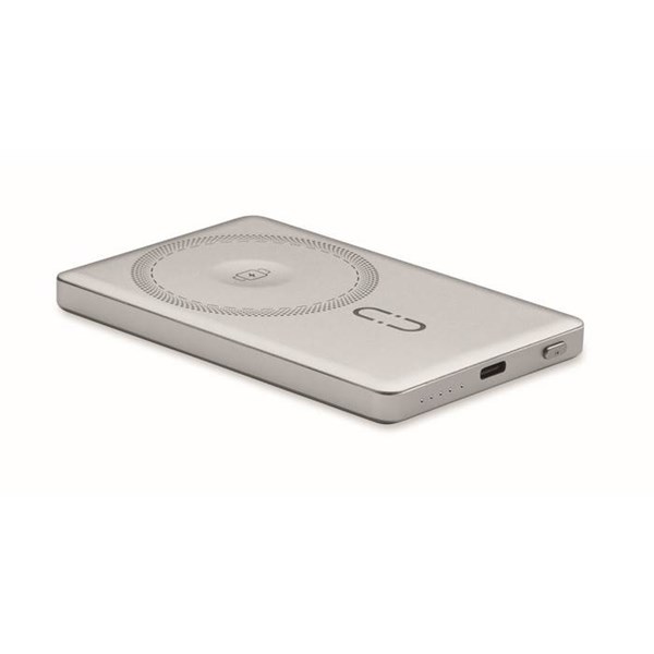 Obrázky: Matne strieborná magnetická powerbanka 5000mAh 15W