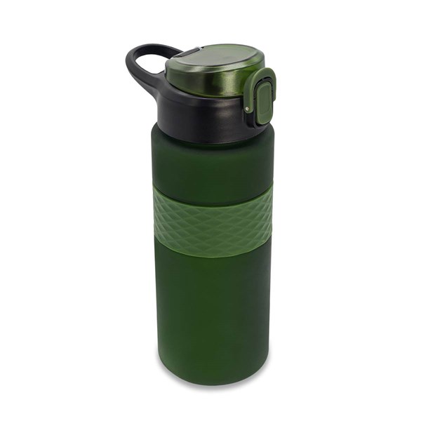 Obrázky: RPET fľaša so slamkou 700 ml, tmavozelená, Obrázok 2