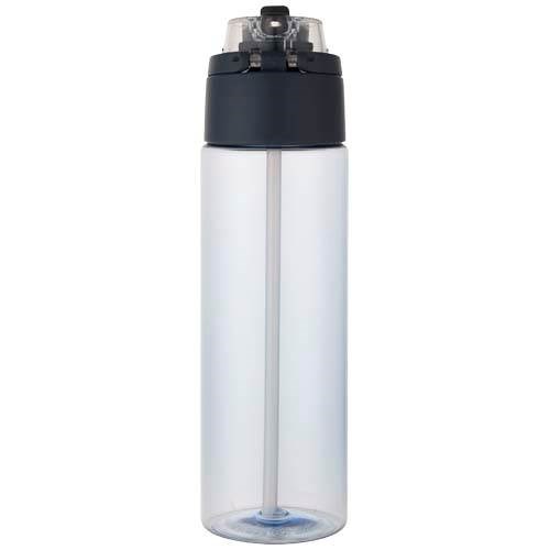 Obrázky: RPET fľaša 700ml so sklop. slamkou, priehľad.modrá, Obrázok 2