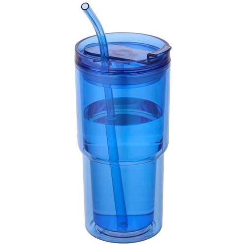 Obrázky: Hrnček 480ml, dvoj.stena, slamka, kráľovsky modrá