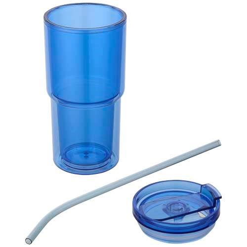 Obrázky: Hrnček 480ml, dvoj.stena, slamka, kráľovsky modrá, Obrázok 3