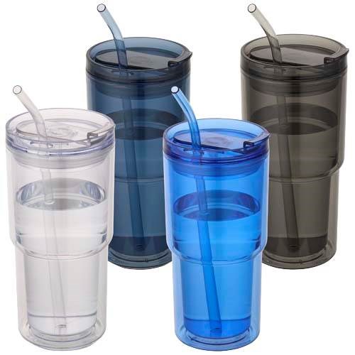 Obrázky: Hrnček 480ml, dvoj.stena, slamka, kráľovsky modrá, Obrázok 5