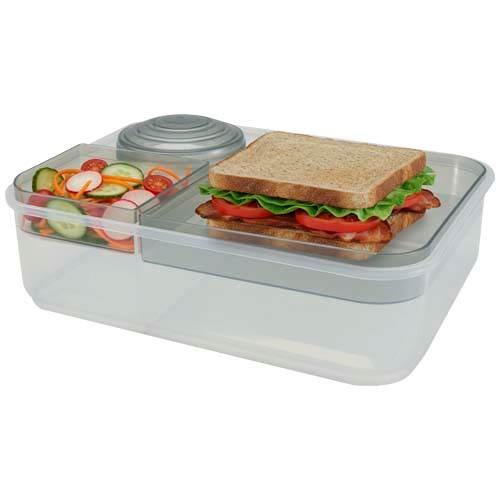 Obrázky: Desiatový box 1450 ml, 3 priehradky, sv. šedá, Obrázok 2