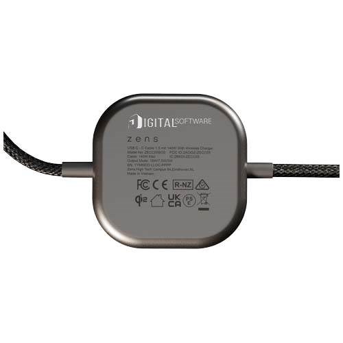 Obrázky: Zens Pro 2 140W hliník.nabíjací kábel 2v1, čierny, Obrázok 4