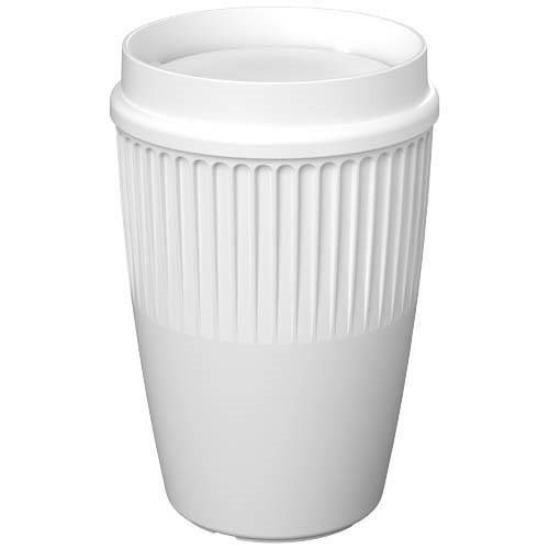 Obrázky: Rebrovaný hrnček 350ml, 360 °viečko,r.plast, biela