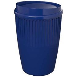 Obrázky: Rebrovaný hrnček 350 ml, viečko, rec. plast, modrá