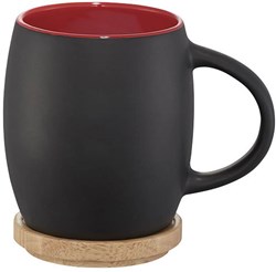 Zobrazit detaily pro Čierny keramický hrnček 400 ml s červeným vnútrom Obrázky: Čierny keramický hrnček 400 ml s červeným vnútrom
