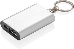 Zobrazit detaily pro Strieborná hliníková powerbanka kľúčenka 1 000 mAh Obrázky: Strieborná hliníková powerbanka kľúčenka 1 000 mAh