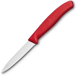 Zobrazit detaily pro Červený nôž na zeleninu VICTORINOX, vlnk. čepeľ 8 Obrázky: Červený nôž na zeleninu VICTORINOX, vlnk. čepeľ 8