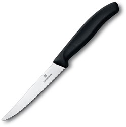 Zobrazit detaily pro Čierny steakový nôž VICTORINOX s vlnkovou čepeľou Obrázky: Čierny steakový nôž VICTORINOX s vlnkovou čepeľou
