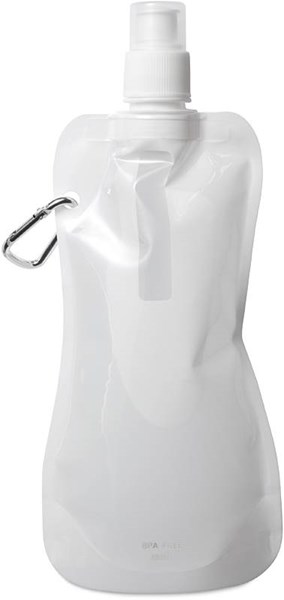 Obrázky: Biela skladacia fľaša na vodu s karabínkou, 300 ml, Obrázok 2