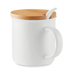 Zobrazit detaily pro Porcelánový hrnček 380 ml s lyžičkou Obrázky: Porcelánový hrnček 380 ml s lyžičkou