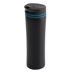 Zobrazit detaily pro Čierny termohrnček 450 ml s modrým pásikom Obrázky: Čierny termohrnček 450 ml s modrým pásikom