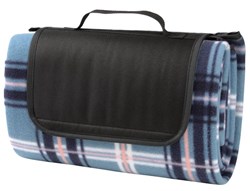 Obrázky: Modrá flísová pikniková deka s izolačnou vrstvou
