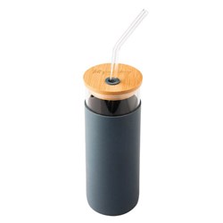 Zobrazit detaily pro Pohár so slamkou a bambus.viečkom 450 ml,tm.modrý Obrázky: Pohár so slamkou a bambus.viečkom 450 ml,tm.modrý