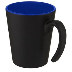 Zobrazit detaily pro Čierny keramický hrnček 360 ml s modrým vnútrom Obrázky: Čierny keramický hrnček 360 ml s modrým vnútrom