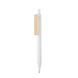 Obrázky: Biele pero z recykl. plastu GRS RABS, bambus. klip