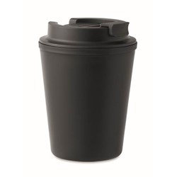 Zobrazit detaily pro Čierny dvojstenný hrnček 300 ml,recykl.PP,viečko Obrázky: Čierny dvojstenný hrnček 300 ml,recykl.PP,viečko
