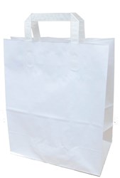 Zobrazit detaily pro Papier. taška 26x14x32 cm,ploché drž.,biela-kraft Obrázky: Papier. taška 26x14x32 cm,ploché drž.,biela-kraft