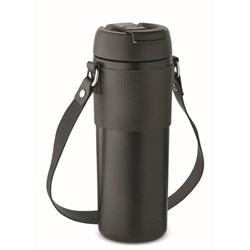 Zobrazit detaily pro Čierny termohrnček 700 ml s PPviečkom a popruhem Obrázky: Čierny termohrnček 700 ml s PPviečkom a popruhem