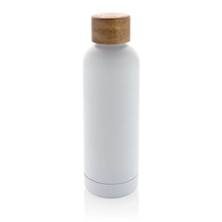 Obrázky: Biela termofľaša Wood 0,5 l,recykl.nerez oceľ