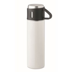 Zobrazit detaily pro Biela nerezová termoska 420ml s hrnčekom 150ml Obrázky: Biela nerezová termoska 420ml s hrnčekom 150ml