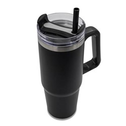 Zobrazit detaily pro Čierny nerezový termohrnček 900 ml,ucho a sklamka Obrázky: Čierny nerezový termohrnček 900 ml,ucho a sklamka
