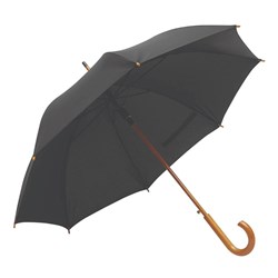 Zobrazit detaily pro Čierny automat. dáždnik RPET so zahnutou rúčkou Obrázky: Čierny automat. dáždnik RPET so zahnutou rúčkou