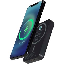 Zobrazit detaily pro Bezdrôtová magnetická powerbanka 5000 mAh, čierna Obrázky: Bezdrôtová magnetická powerbanka 5000 mAh, čierna
