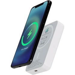 Zobrazit detaily pro Bezdrôtová magnetická powerbanka 10 000 mAh, biela Obrázky: Bezdrôtová magnetická powerbanka 10 000 mAh, biela
